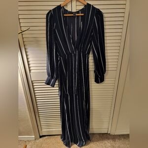Long blue striped dress
